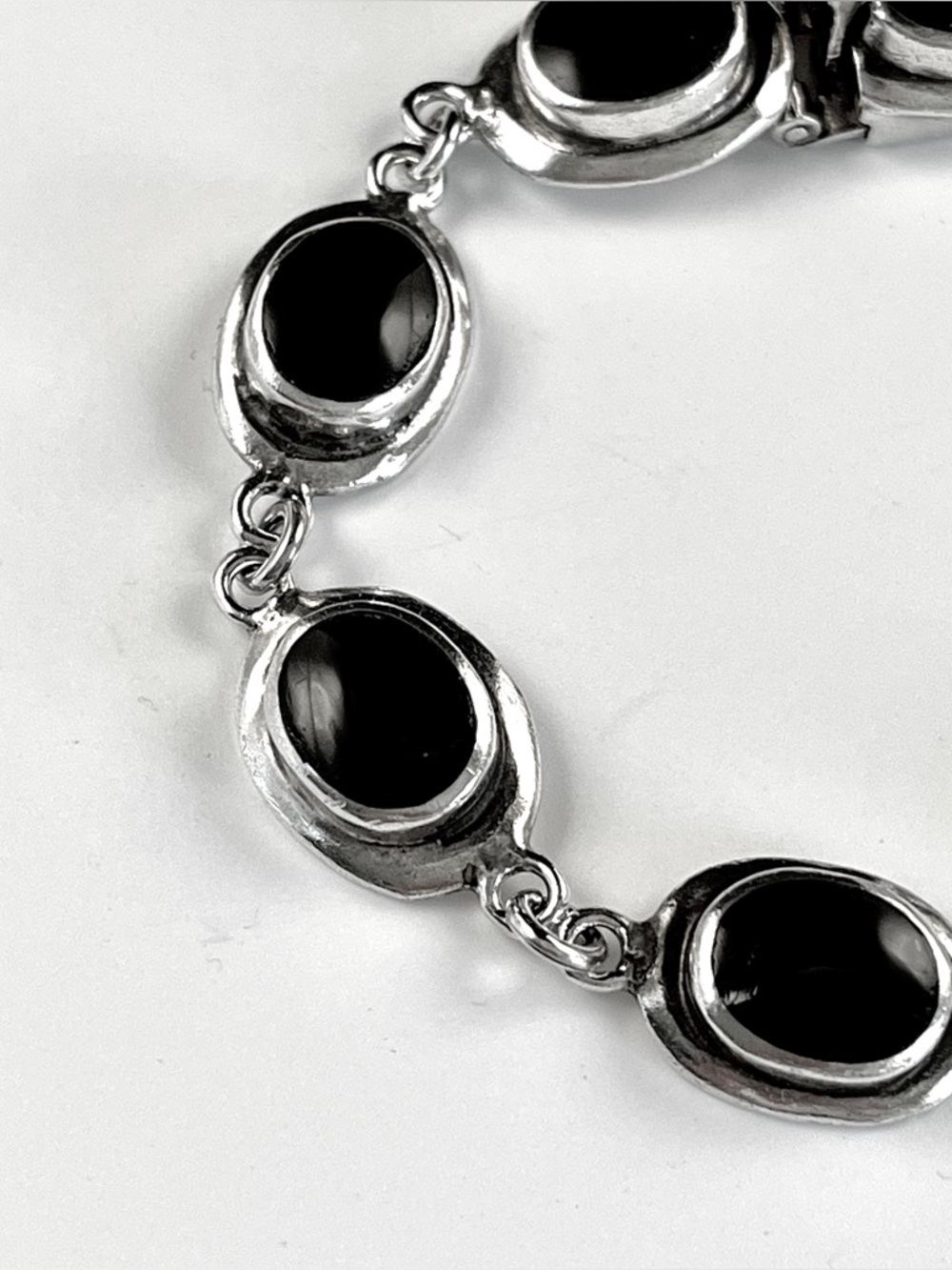 Brenda Schoenfeld Vintage Sterling Silver Black Onyx Bracelet Mexico - Picture 4 of 11